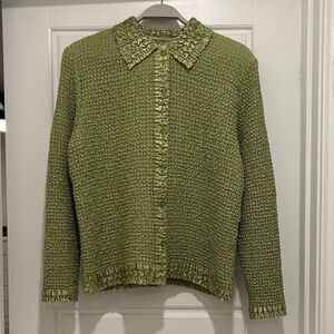 Gorgeous Green Vintage Rafael Crinkle Cut Blouse